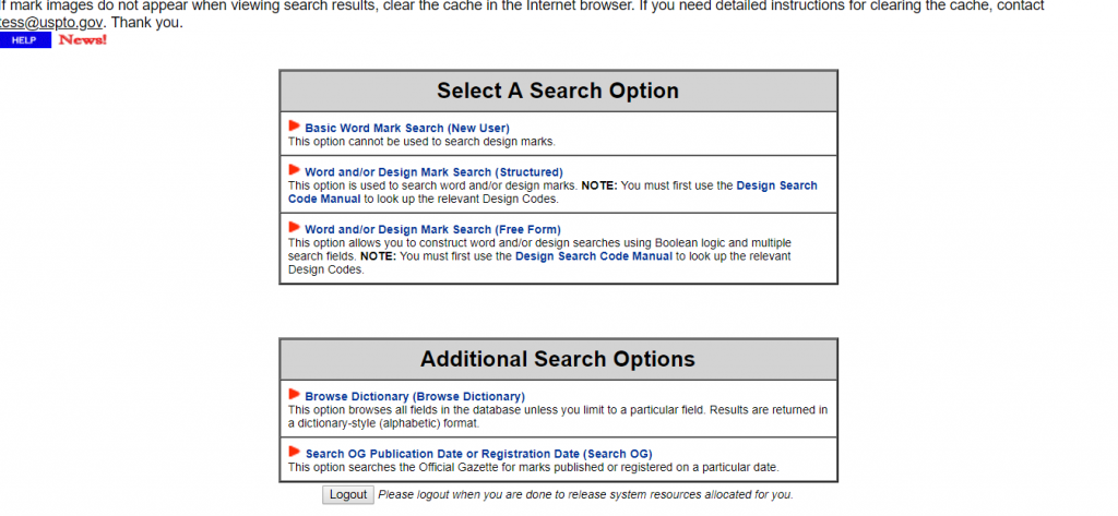 Usptotrademark electronic search system